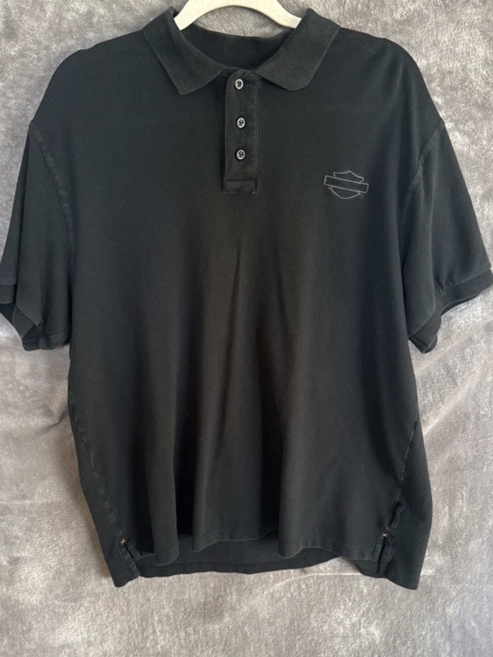 Harley Davidson Men's Polo Shirt Short Sleeve Chest Logo Black Size Large